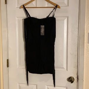 Dolls Kill Club Exx Fight the Moonlight Fringe Dress in Black XL last one